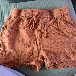 Burnt Orange Linen Shorts